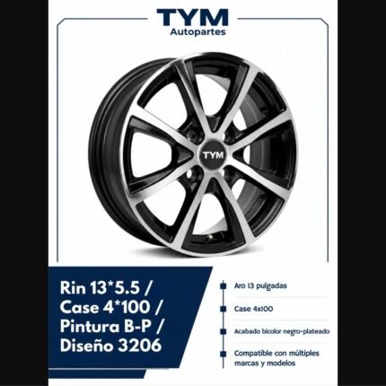 Ficha técnica Rin 13x5.5 Case 4x100 Pintura B-P TYM Autopartes